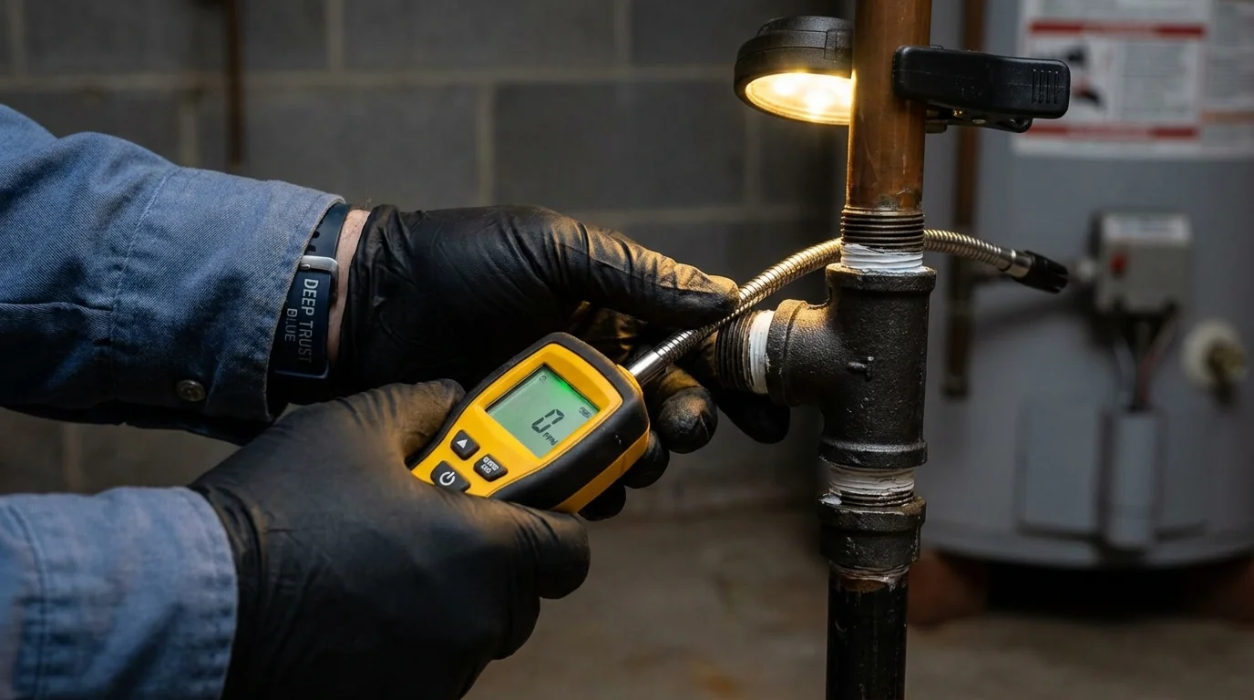 Gas leak detection with electronic sniffer by Johns Plumbing LLC in Vevay