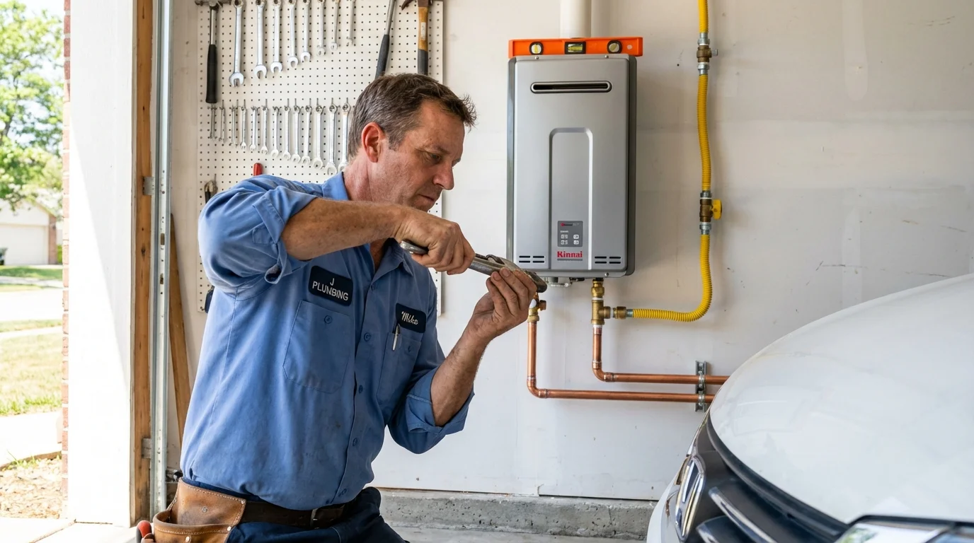 Tankless water heater installation by a Johns Plumbing LLC plumber in Vevay